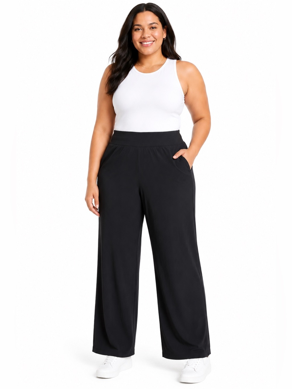 NWT Athleta Nolita Wide Leg Featherweight Stretch Pants Black Size 22 Travel